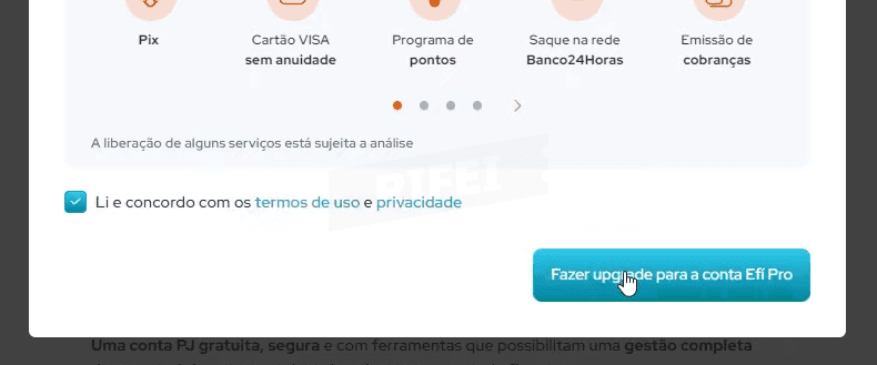 fazer upgrade conta efi pro